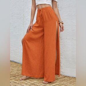 4/$20 SHEIN Vibrant Orange Wide Leg Split Pants